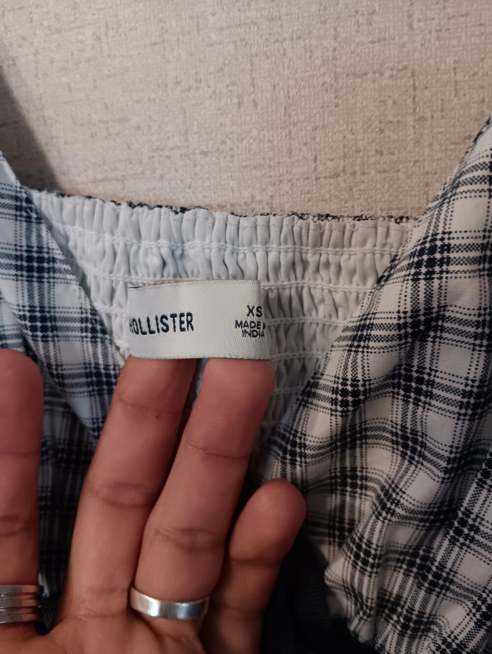 Hollister White Black Plaid Mini Dress Women  Sz S - Picture 5 of 6